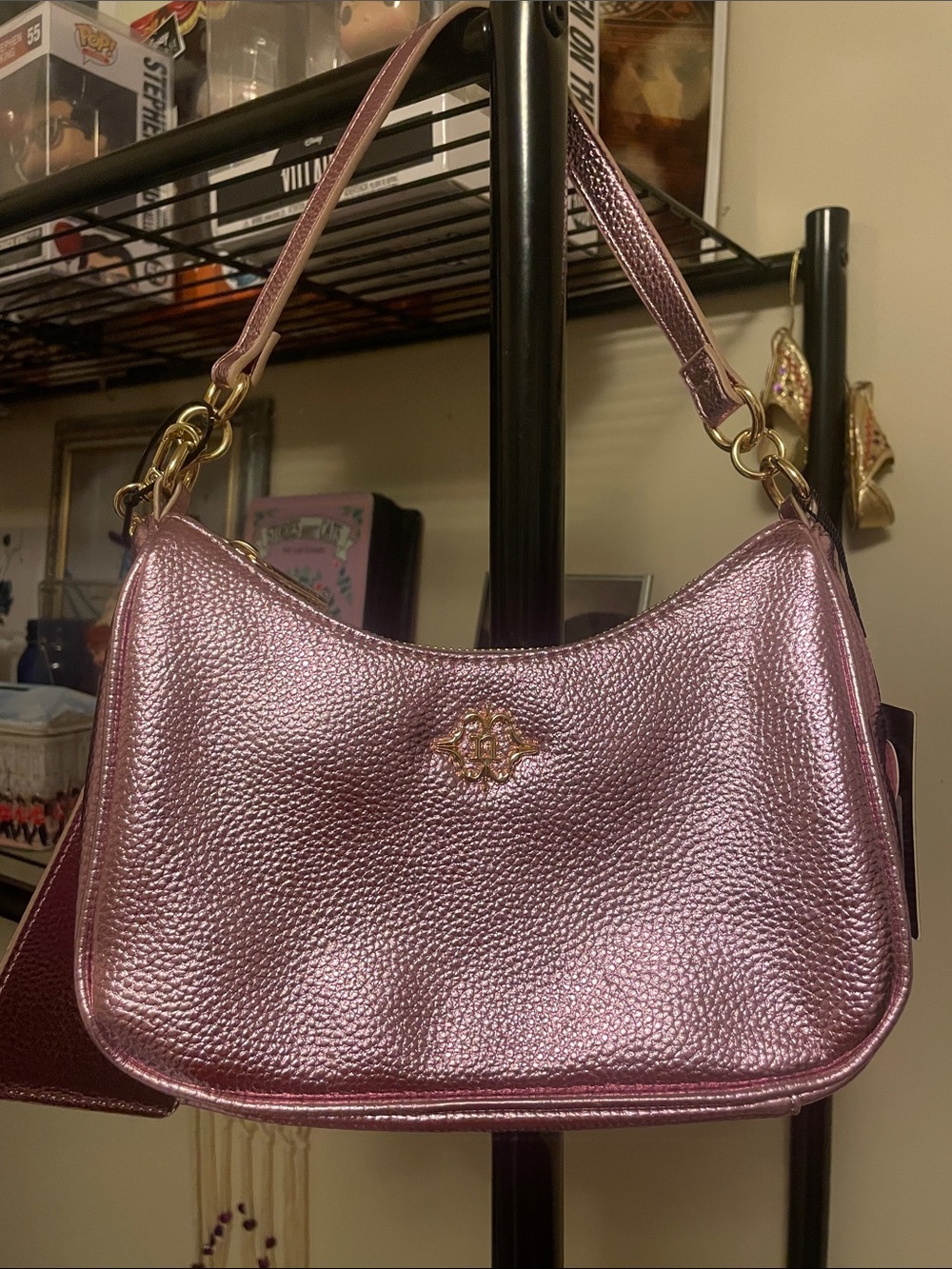 Nanette Lepore Pink Metallic Bag with matching Card Case